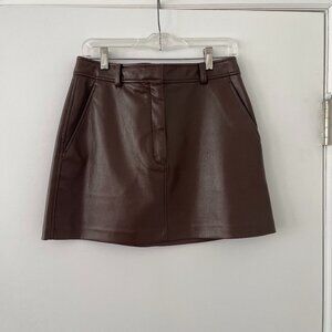 High-waisted vegan leather mini skirt